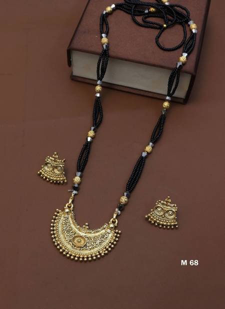 Golden New Designer Latest Fancy Wear Long Mangalsutra Collection M 68